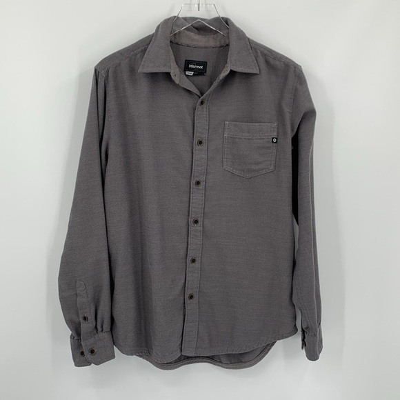 Marmot flannel button front shirt gray grey men soft men Medium M - Picture 1 of 6
